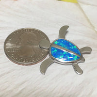 Stunning Hawaiian Large Blue Opal Sea Turtle Earring and Necklace, Sterling Silver Opal Turtle Pendant, N6024S Birthday Valentine Mom Gift
