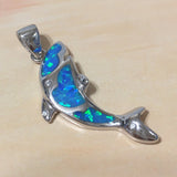 Unique Hawaiian Blue Opal Orca Whale Necklace, Sterling Silver Blue Opal Orca Killer Whale CZ Eye Pendant, N6166 Birthday Valentine Mom Gift