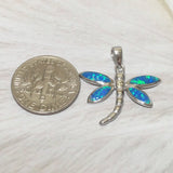 Beautiful Hawaiian Opal Dragonfly Necklace, Sterling Silver Blue Opal Dragonfly Pendant, N6146 Birthday Valentine Mom Gift, Island Jewelry
