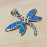 Stunning Hawaiian Large Blue Opal Dragonfly Necklace, Sterling Silver Opal Dragonfly Pendant N6147 Birthday Valentine Mom Gift, Statement PC