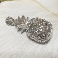Gorgeous X-Large Hawaiian 3D Pineapple Necklace and Earring, Sterling Silver Pineapple Pendant, N6132S Birthday Wife Mom Valentine Gift