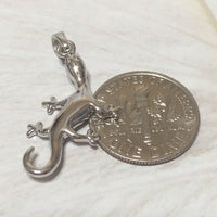 Unique Hawaiian Large Gecko Necklace and Earring, Sterling Silver Gecko Lizard Charm Pendant, N2020S Birthday Valentine Wife Mom Gift