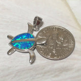 Beautiful Hawaiian Blue Opal Sea Turtle Necklace, Sterling Silver Blue Opal Turtle Pendant N2027 Birthday Valentine Mom Gift, Island Jewelry