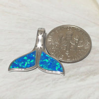 Beautiful Hawaiian Blue Opal Whale Tail Necklace and Earring, Sterling Silver Opal Whale Tail Pendant, N2030S Birthday Valentine Mom Gift