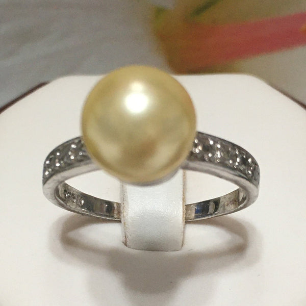 Beautiful Hawaiian Yellow Shell Pearl Ring, Sterling Silver Shell Pearl Ring, R2406 Birthday Mom Valentine Gift, Statement PC