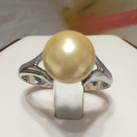 Beautiful Hawaiian Yellow Shell Pearl Ring, Sterling Silver Shell Pearl Ring, R2407 Birthday Mom Valentine Gift, Statement PC