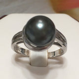 Beautiful Hawaiian Black Shell Pearl Ring, Sterling Silver Shell Pearl Ring, R2412 Birthday Mom Valentine Gift, Statement PC