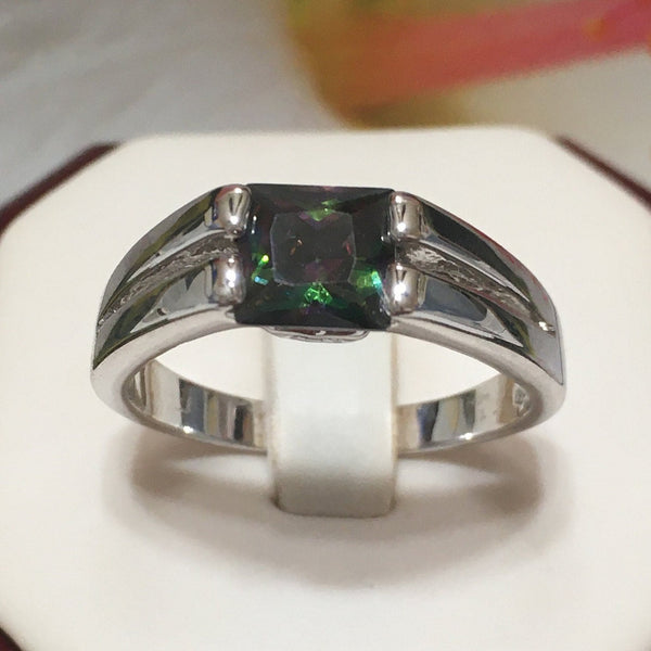 Beautiful Hawaiian Rainbow Mystic Topaz Ring, Sterling Silver Rainbow Topaz Ring, R2420 Statement PC, Birthday Mom Wife Valentine Gift