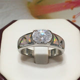 Unique Beautiful Hawaiian White Opal Ring, Sterling Silver White Opal CZ Ring, R2423 Birthday Mom Valentine Gift, Statement PC