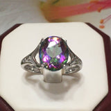 Gorgeous Hawaiian Rainbow Mystic Topaz Ring, Sterling Silver Rainbow Topaz Ring, R2421 Statement PC, Birthday Mom Wife Valentine Gift
