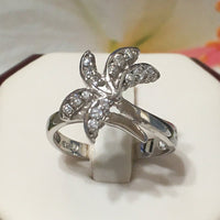 Beautiful Hawaiian Large Palm Tree Ring, Sterling Silver Palm Tree CZ Ring, R2531 Birthday Mom Valentine Gift, Statement PC