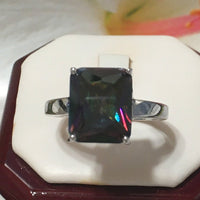 Beautiful Hawaiian Large Rainbow Mystic Topaz Ring, Sterling Silver Rainbow Topaz Ring, R2506 Statement PC, Birthday Mom Wife Valentine Gift