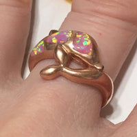 Unique Gorgeous Hawaiian Pink Opal Dolphin Ring, Sterling Silver Pink Opal Dolphin Ring R2540 Birthday Mom Valentine Gift, Statement PC