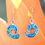 Gorgeous Hawaiian Blue Opal Ocean Wave Earring, Sterling Silver Blue Opal Wave Dangle Earring, E4166 Valentine Birthday Mom Gift