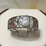 Stunning Hawaiian Pink Opal CZ Ring, Sterling Silver Pink Opal CZ Ring, R2560 Birthday Mom Valentine Gift, Statement PC