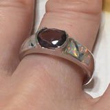 Stunning Hawaiian White Opal Amethyst Ring, Sterling Silver White Opal Amethyst Ring, R2557 Birthday Mom Valentine Gift, Statement PC