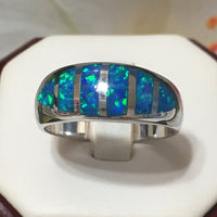 Beautiful Hawaiian Blue Opal Ring, Sterling Silver Blue Opal Inlay Ring, R2550 Birthday Mom Wife Valentine Gift, Statement PC
