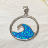 Unique Hawaiian Large Blue Opal Ocean Wave Necklace, Sterling Silver Blue Opal Wave Pendant, N2363 Birthday Mom Valentine Gift