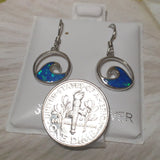 Beautiful Hawaiian Blue Opal Ocean Wave Earring, Sterling Silver Blue Opal Wave Dangle Earring, E4482 Valentine Birthday Mom Gift