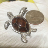 Gorgeous Hawaiian X-Large Genuine Koa Wood Sea Turtle Necklace, Sterling Silver Turtle Pendant, N8176 Birthday Mom Gift, Statement PC