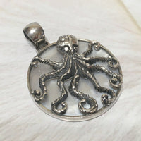 Unique Hawaiian Large Genuine Mother of Pearl Octopus Necklace, Sterling Silver White Mother of Pearl Octopus Pendant, N8349 Birthday Gift