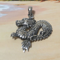 Gorgeous Unique Hawaiian Large Dragon Necklace, Sterling Silver Dragon Pendant, N8329 Birthday Gift, Statement PC