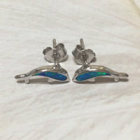 Unique Pretty Hawaiian Blue Opal Dolphin Earring, Sterling Silver Blue Opal Dolphin Stud Earring, E4484 Birthday Wife Mom Valentine Gift