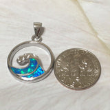 Unique Pretty Hawaiian Blue Opal Ocean Wave Necklace, Sterling Silver Blue Opal Wave Pendant, N2361 Birthday Mom Valentine Gift