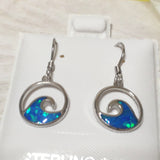 Beautiful Hawaiian Blue Opal Ocean Wave Earring, Sterling Silver Blue Opal Wave Dangle Earring, E4482 Valentine Birthday Mom Gift