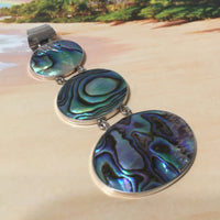 Gorgeous Hawaiian X-Large Genuine Paua Shell Necklace, Sterling Silver Abalone MOP Pendant, N8354 Birthday Mom Wife Valentine Gift