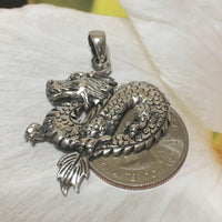 Gorgeous Unique Hawaiian Large Dragon Necklace, Sterling Silver Dragon Pendant, N8329 Birthday Gift, Statement PC