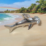 Unique Hawaiian XX-Large 3D Hammerhead Shark Pendant, Sterling Silver Shark Pendant, N8332 Birthday Valentine Gift, Statement PC