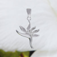 Unique Hawaiian Bird of Paradise Necklace and Earring, Sterling Silver Bird of Paradise Flower Pendant, N2005S Birthday Valentine Mom Gift