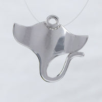 Unique Hawaiian Small Manta Ray Necklace, Sterling Silver 3D Manta Ray Charm Pendant, N2009 Birthday Valentine Mom Girl Gift, Island Jewelry