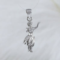 Unique Hawaiian 3D Hula Dancer Necklace and Earring, Sterling Silver 3D Hula Girl Charm Pendant, Movable Legs, N2015S Birthday Mom Gift