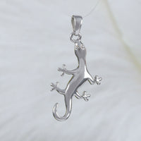 Unique Hawaiian Large Gecko Necklace and Earring, Sterling Silver Gecko Lizard Charm Pendant, N2020S Birthday Valentine Wife Mom Gift