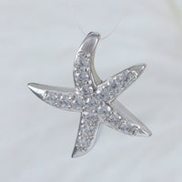 Beautiful Hawaiian Starfish Necklace, Sterling Silver Star Fish CZ Pendant, N2029 Birthday Valentine Wife Mom Girl Gift, Island Jewelry