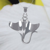 Unique Gorgeous Hawaiian Large Manta Ray Necklace and Earring, Sterling Silver Manta Ray Pendant, N6107S Birthday Mom Wife Valentine Gift