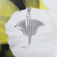 Unique Beautiful Hawaiian Large Stingray Necklace, Sterling Silver Sting Ray Pendant, N6110 Birthday Valentine Wife Mom Gift, Island Jewelry