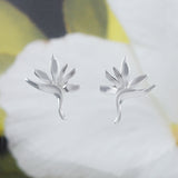 Unique Hawaiian Large Bird of Paradise Earring, Sterling Silver Bird of Paradise Flower Stud Earring, E4107 Birthday Mom Valentine Gift