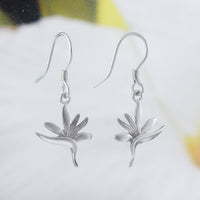 Unique Hawaiian Large Bird of Paradise Earring, Sterling Silver Bird of Paradise Flower Dangle Earring, E4108 Birthday Mom Valentine Gift