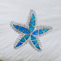Gorgeous Hawaiian Large Blue Opal Starfish Necklace, Sterling Silver Blue Opal Starfish Pendant N6020 Birthday Valentine Mom Gift