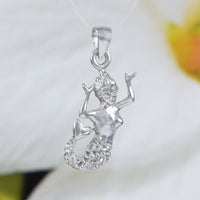 Unique Hawaiian Mermaid Necklace and Earring, Sterling Silver Dancing Mermaid Charm Pendant, N2008S Birthday Valentine Mom Girl Gift