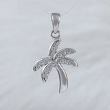 Pretty Hawaiian Palm Tree Necklace, Sterling Silver Palm Tree CZ Charm Pendant N2016 Birthday Valentine Wife Mom Girl Gift, Island Jewelry