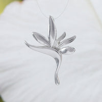 Unique Beautiful Hawaiian Bird of Paradise Necklace and Earring, Sterling Silver Bird of Paradise Pendant, N6113S Birthday Mom Gift