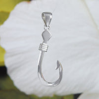 Beautiful Hawaiian 3D Fish Hook Necklace, Sterling Silver 3D Fish Hook Pendant, N6124 Birthday Valentine Gift, Island Jewelry