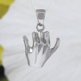 Unique Hawaiian 3D Hang Loose Necklace, Shaka Sign, Sterling Silver 3D Hang Loose Pendant, N6130 Birthday Valentine Mom Dad Gift, Island