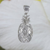Beautiful Hawaiian Large 3D Pineapple Earring and Necklace, Sterling Silver 3D Pineapple Pendant, N6131S Birthday Valentine Wife Mom Gift
