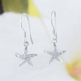 Beautiful Hawaiian Starfish Earring, Sterling Silver Star Fish CZ Dangle Earring, E4018 Birthday Mom Girl Valentine Gift, Island Jewelry