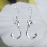 Gorgeous Hawaiian Large 3D Fish Hook Earring and Necklace, Sterling Silver Fish Hook Pendant, N6032S Birthday Valentine Mom Gift